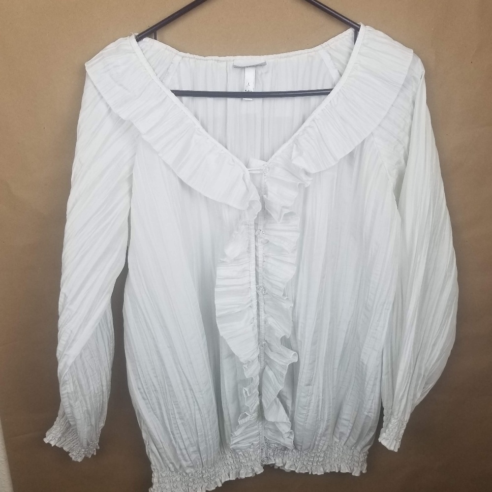 White Harve Benard Long Sleeve Top SZ.L